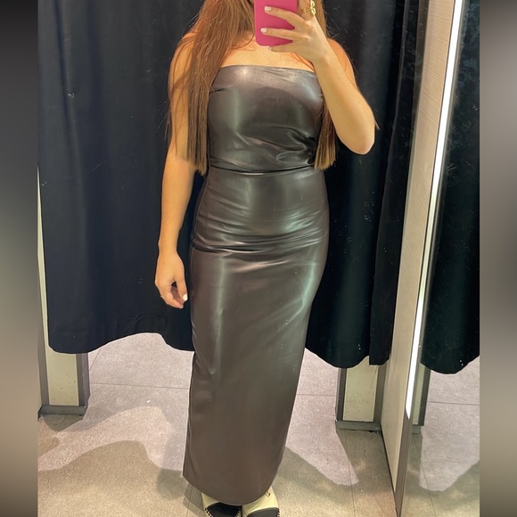 Strapless Faux Leather Dress - Picture 2 of 4